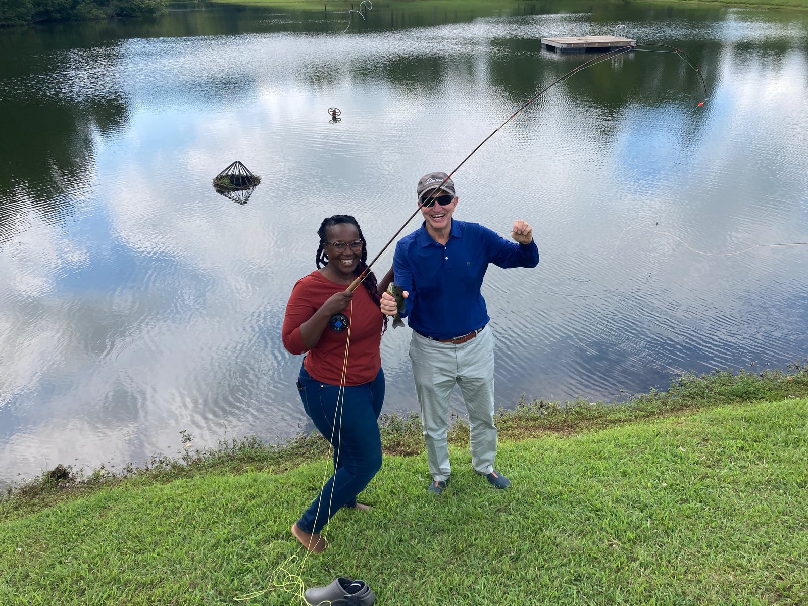 A first catch on the lake, together